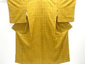 格子織り出し手織り紬着物